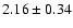 $ 2.16 \pm 0.34 $