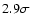 $2.9\sigma$