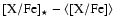 ${\rm [X/Fe]}_\star - \langle {\rm [X/Fe]} \rangle$