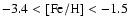 $-3.4 < {\rm [Fe/H]} < -1.5$