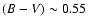 $(B-V)\sim0.55$