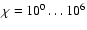 $\chi=10^0\ldots 10^6$