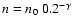 $n=n_0~0.2^{-\gamma}$