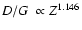 $D/G~\propto Z^{1.146}$