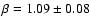 $\beta = 1.09 \pm 0.08$
