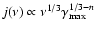 $j(\nu) \propto \nu^{1/3} \gamma^{1/3-n}_{\rm max}$