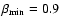 $\beta _{\rm min} = 0.9$