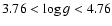 $3.76 < \log g < 4.76$