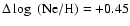$\Delta\log~({\rm Ne/H}) = +0.45$