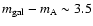 $m_{\rm gal} -
m_{\rm A} \sim 3.5$