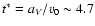 $t^{\ast} = a_V/v_0 \sim 4.7$
