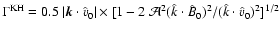 $\Gamma^{{\rm KH}} = 0.5 ~ \vert\vec{k} \cdot \hat{v}_0\vert \times [1 - 2 ~ \mathcal A^{2} (\hat{k} \cdot \hat{B}_0)^2 / (\hat{k} \cdot \hat{v}_0 )^2 ]^{1/2}$
