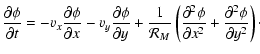 $\displaystyle \frac{\partial \phi}{\partial t} = - v_x \frac{\partial \phi}{\pa...
...artial^2 \phi}{\partial x^2} + \frac{\partial^2 \phi}{\partial y^2}\right)\cdot$