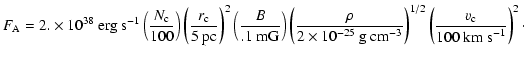 $\displaystyle F_{\rm A} = 2.\times10^{38~} \mbox{erg~s}^{-1} \left(\frac{N_{\rm...
...}} \right)^{1/2} \left( \frac{v_{\rm c}}{100\mbox{ km s}^{-1}} \right)^{2}\cdot$