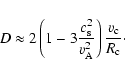 \begin{displaymath}D \approx 2 \left(1-3\frac{c_{\rm s}^2}{v_{\rm A}^2}\right) \frac{v_{\rm c}}{R_{\rm c}} \cdot
\end{displaymath}