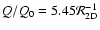$Q/Q_0 = 5.45{\cal R}_{\rm 2D}^{-1}$