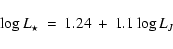 \begin{displaymath}\log{L_\star} \> =\> 1.24 \> + \> 1.1 \log{L_J}
\end{displaymath}