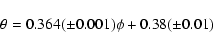 \begin{displaymath}\theta_{\rm } = 0.364(\pm0.001)\phi + 0.38 (\pm 0.01) \end{displaymath}
