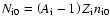 $N_{\rm i0}=\left(A_{\rm i}-1\right)Z_{\rm i}n_{{\rm i}0}$