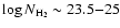 $\log N_{\rm H_2}\sim 23.5{-}25$