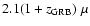 $2.1(1+z_{\rm GRB})~\mu$