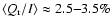 $\langle Q_{\rm r}/I\rangle\approx 2.5{-}3.5\%$
