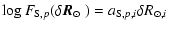 $\displaystyle \log F_{{\rm S},p}(\mbox{$\delta \vec{R}_{\odot}$ }) = a_{{\rm S},p,i} \mbox{$\delta R_{\odot,i}$ }$