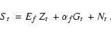 \begin{displaymath}%
\mbox{$S_{t}$ } = \mbox{$E_f$ }\mbox{$Z_{t}$ } + \alpha_f \mbox{$G_{t}$ } + \mbox{$N_{t}$ }.
\end{displaymath}