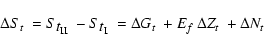 \begin{displaymath}%
\mbox{$\Delta S_{t}$ } =
S_{\mbox{$t_{{\rm II}}$ }} - S_{...
...box{$E_{f}$ } \mbox{$\Delta Z_{t}$ } + \mbox{$\Delta N_{t}$ }
\end{displaymath}