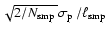 $\sqrt{{2}/{\mbox{$N_{{\rm smp}}$ }}} {\mbox{$\sigma_{{\rm p}}$ }{}}/{\ell_{{\rm smp}}}$