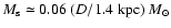 $M_{\rm s}\simeq0.06~(D/1.4~{\rm kpc})~{M_\odot}$