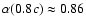$\alpha(0.8c) \approx
0.86$
