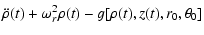 $\displaystyle \ddot \rho(t) + \omega_r^2 \rho(t) - g[\rho(t), z(t), r_0, \theta_0]$