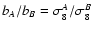 $b_A/b_B=\sigma _8^A/\sigma _8^B$