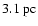 $3.1~{\rm pc}$