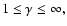 $1\le\gamma\le\infty,$