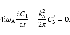 \begin{displaymath}4{\rm i}{\omega_{\rm A}}{{{\rm d} C_1}\over {\rm d}t} + {{k^2_{\rm A}}\over {2\pi}}C^2_3=0.
\end{displaymath}