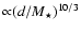 ${\propto} (d/M_\star)^{10/3}$