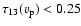 $\tau_{13}(v_{\rm p})<0.25$