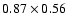 $0.87 \times 0.56$