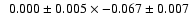 $~~0.000 \pm 0.005 \times -0.067 \pm 0.007$