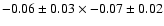 $ -0.06 \pm 0.03 \times -0.07 \pm 0.02$