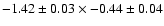 $
-1.42 \pm 0.03 \times -0.44 \pm 0.04$