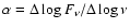$\alpha =
\Delta \log F_\nu/\Delta \log\nu$