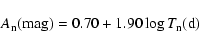 \begin{displaymath}A_{\rm n} {\rm (mag)} = 0.70 + 1.90\log T_{\rm n} {\rm (d)}
\end{displaymath}