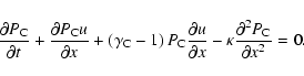 \begin{displaymath}\frac{\partial{}P_{\rm C}}{\partial{}t}+\frac{\partial{}P_{\r...
...tial{}x}-\kappa\frac{\partial{}^2P_{\rm C}}{\partial{}x^2}=0
.
\end{displaymath}