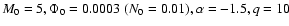 $M_0=5, \Phi_0=0.0003\;(N_0=0.01), \alpha=-1.5, q=10$