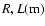 $R,L({\rm m})$