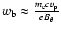 $w_{\rm b}\approx\frac{m_{\rm e}cv_{\rm p}}{eB_{\theta}}$