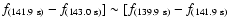 $f_{(141.9~\rm s)} -f_{(143.0~\rm s)}] \sim[f_{(139.9~\rm s)}-f_{(141.9~\rm s)}$